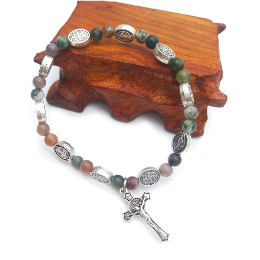 Cross Rosary Beaded Bracelet
