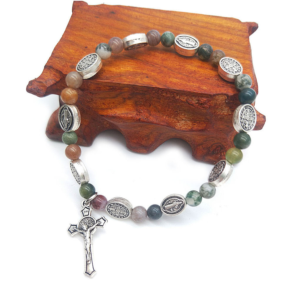 Cross Rosary Beaded Bracelet